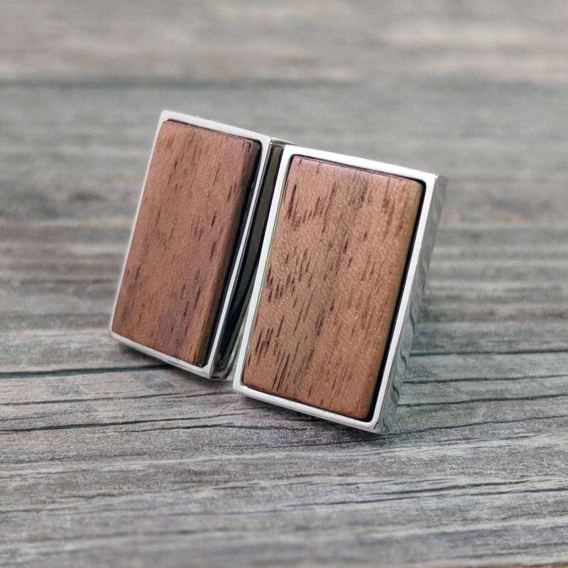 Manschettenknöpfe Aus Walnussholz - Silver Bezel Hochzeitsschmuck von dfuss
