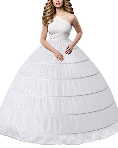 dgdgbaby A-Linie Rock mit 6 Reifen, Unterrock, Unterrock, Petticoat für Damen, Ballkleid, Brautkleid, Tüll, Unterrock, Hochzeitskleid, Weiß von dgdgbaby
