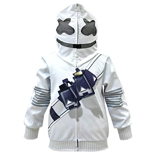 Jungen Smile Face Mask Hoodie Kids Fashion DJ 3D Langarm Pullover Cosplay Jacke Gr. 160 cm, Reißverschluss von dgfstm Delanhon