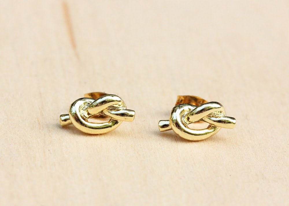 Brezel Ohrstecker Gold, Kleine Ohrstecker, Ohrringe Einfache Form Knoten von diamentdesigns