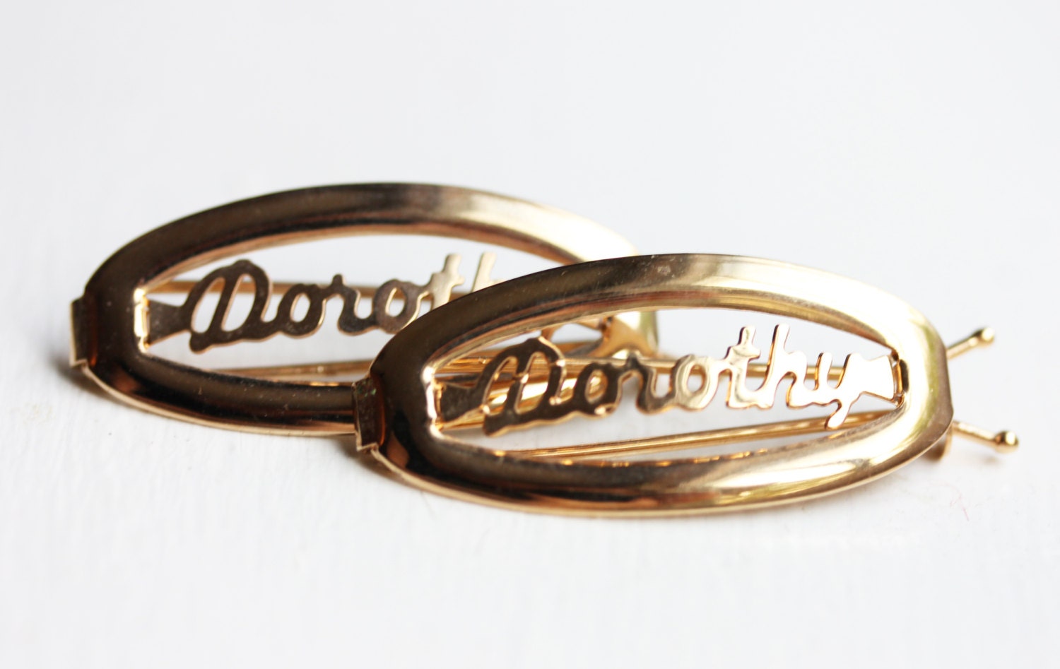 Dorothy Haarspangen Gold, Name Haarspangen, Vintage Gold Clips, Schmuck von diamentdesigns