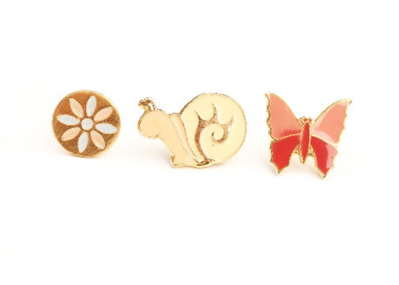 Emaille Pin Set, Kleine Pins, Vintage Pin, Jacke Bunte Tie Tac, Krawatte Gold Tier Brosche Emaille Pin Set, Kleine Pins, Vintage Pin, Jacke Bunte Tie Tac, Krawatte Gold Tier Brosche von diamentdesigns