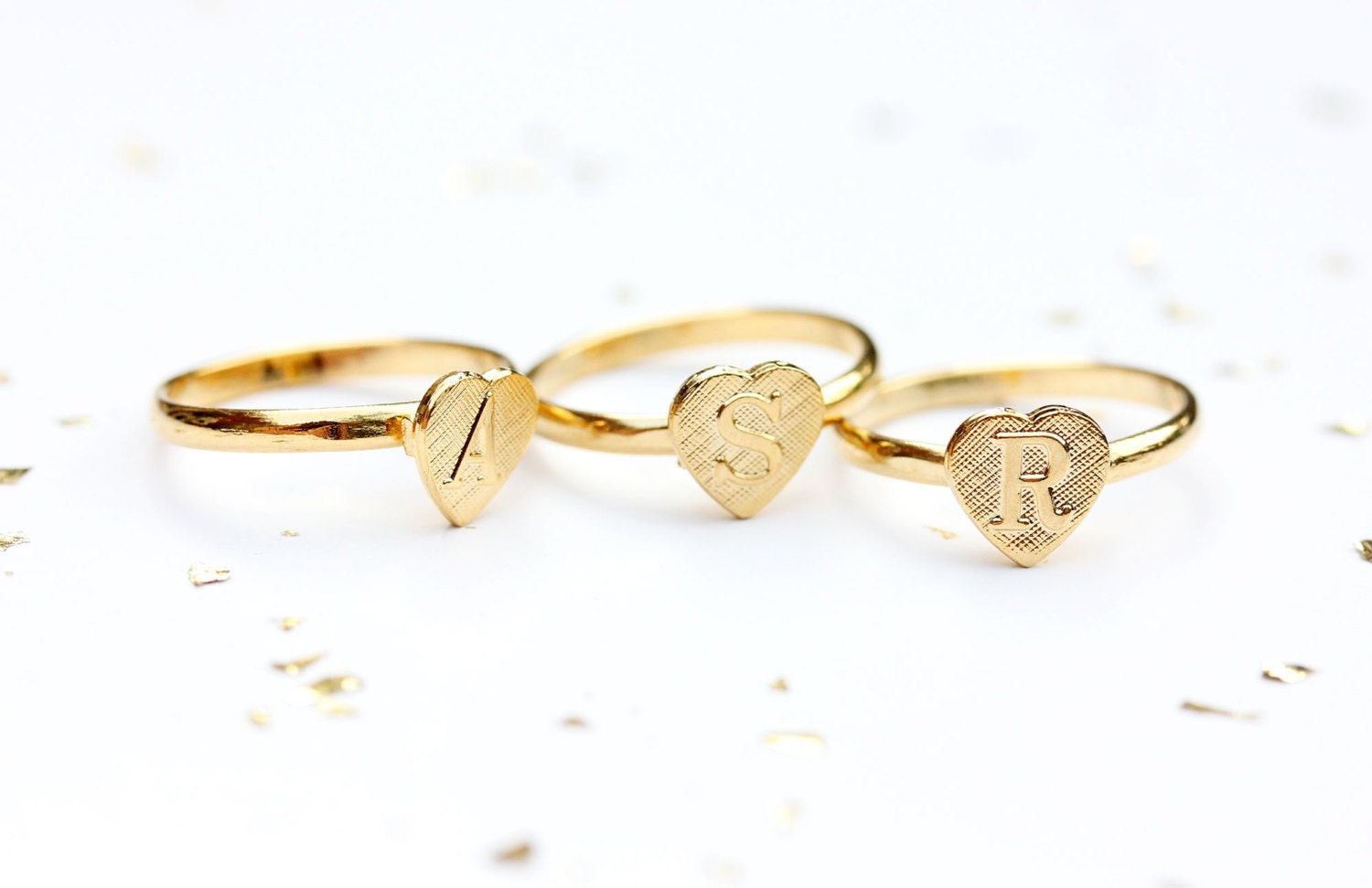 Initial Herz Ring, Gold Siegelring, Buchstaben Vintage Ring, A, B, C, E, J, L, S, R, T von diamentdesigns
