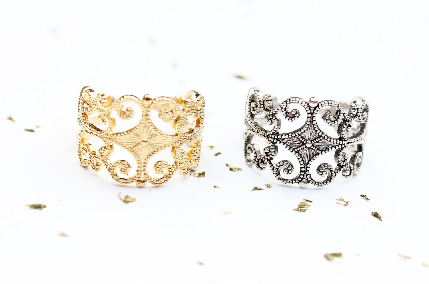Filigraner Bandring, Verstellbarer Filigraner Ring, Rollring, Goldener Silberner Ring von diamentdesigns