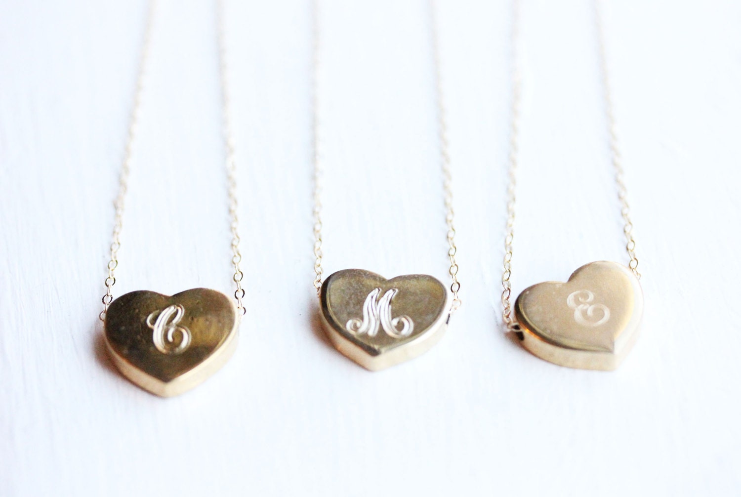 Herz Initial Halskette, Gold Gefüllt Siegel Monogramm A, B, C, E, F, M, N, P, T von diamentdesigns