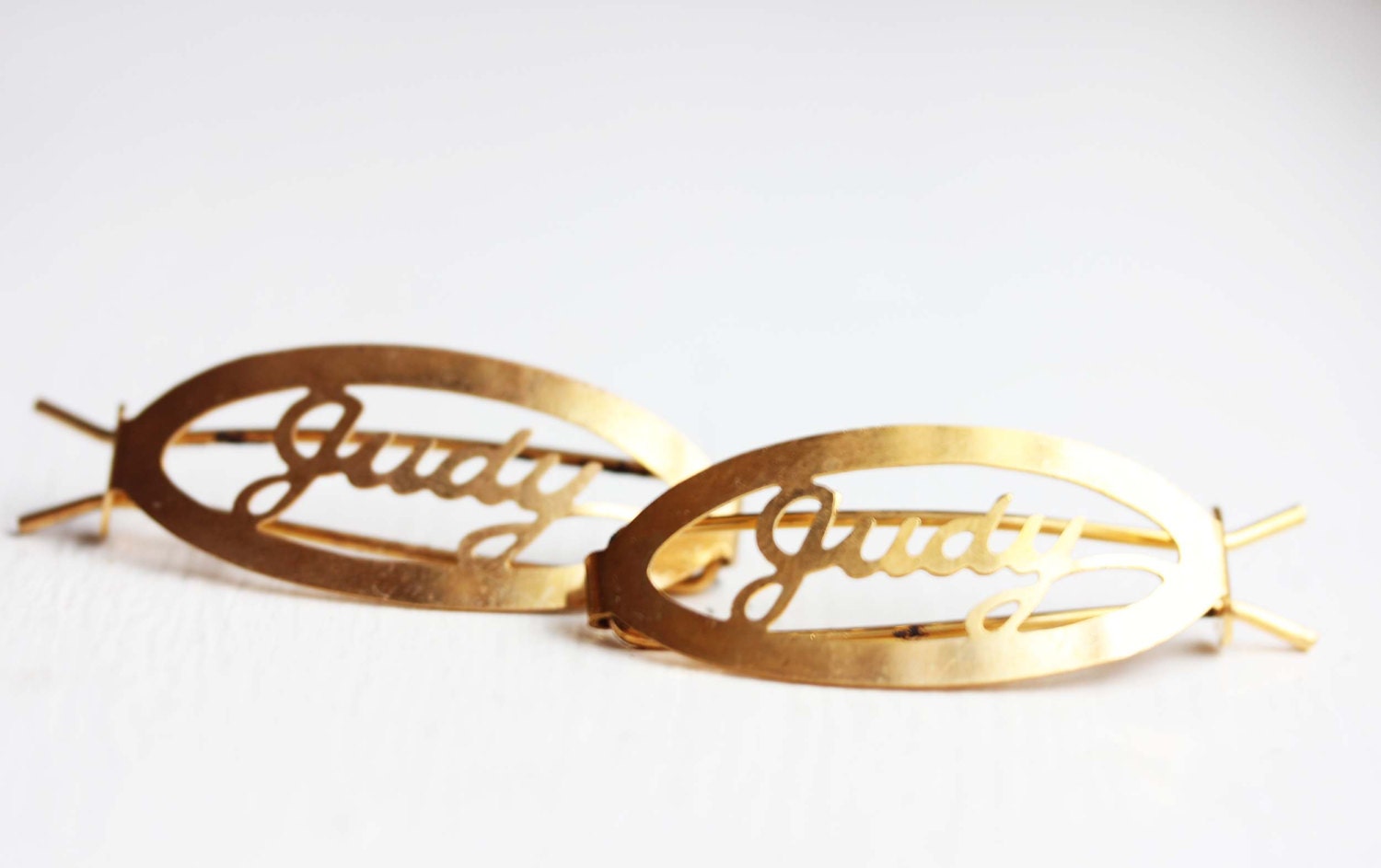 Judy Haarspangen Gold, Name Haarspangen, Vintage Gold Clips, Schmuck von diamentdesigns