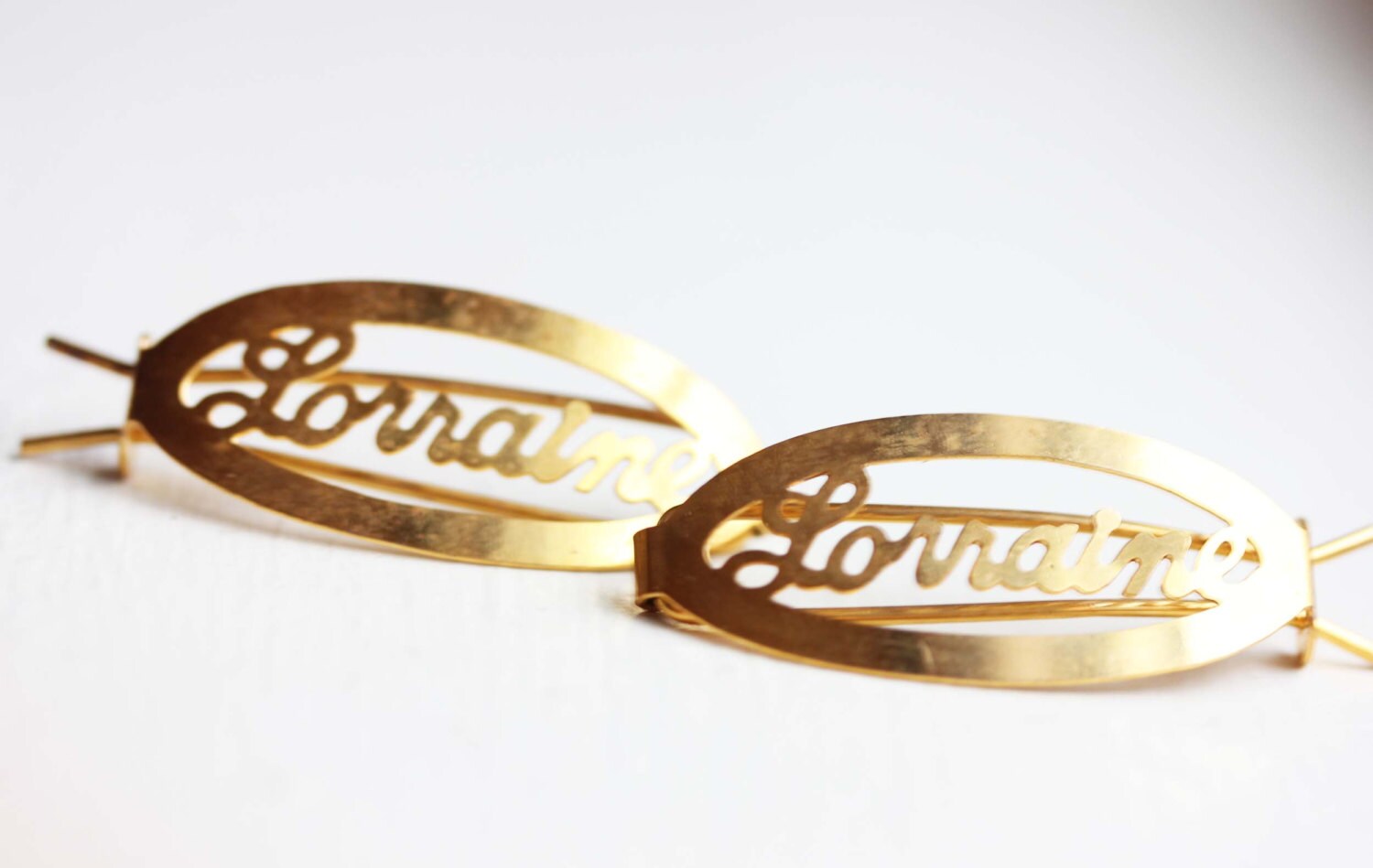 Lorraine Haarspangen Gold, Name Haarspangen, Vintage Gold Clips, Schmuck von diamentdesigns