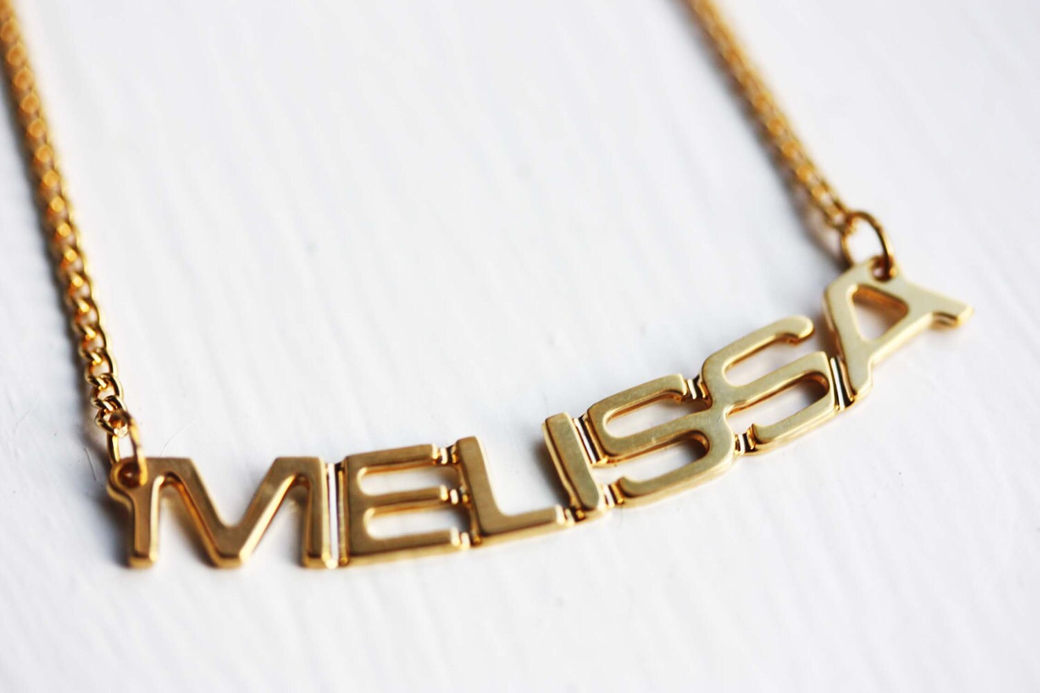 Melissa Namenskette Gold, Namenskette, Vintage Goldkette, Halskette von diamentdesigns