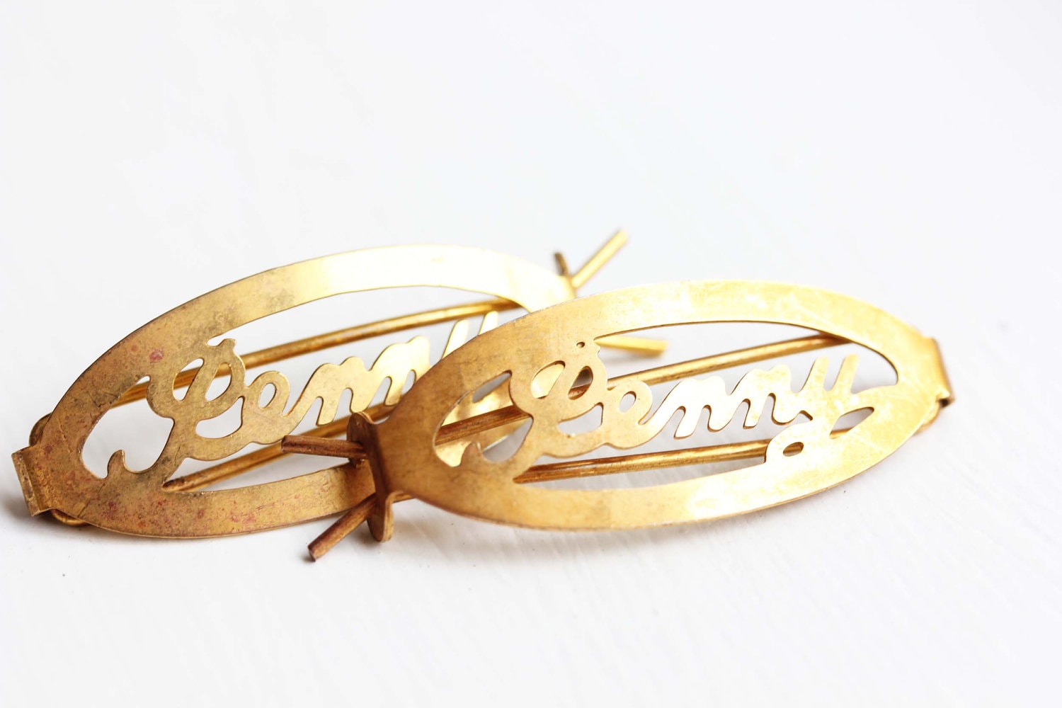 Penny Haarspangen Gold, Name Haarspangen, Vintage Gold Clips, Schmuck von diamentdesigns