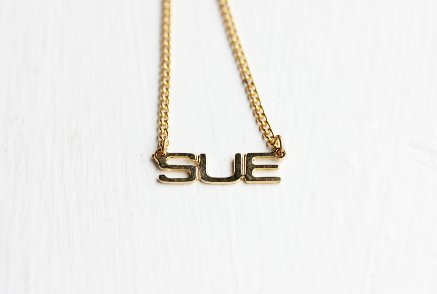 Sue Namenskette Gold, Namenskette, Vintage Goldkette, Halskette von diamentdesigns
