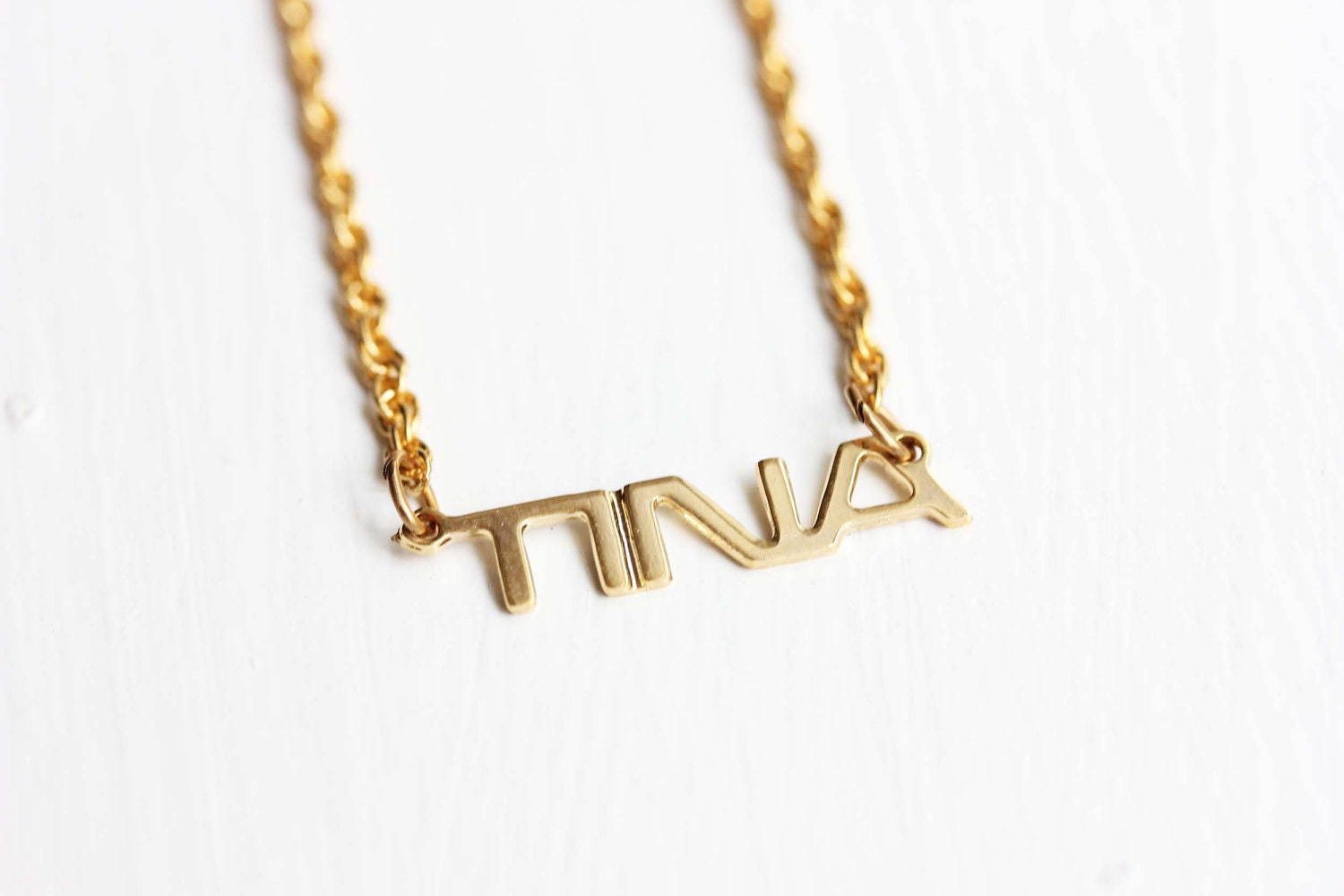 Tina Namenskette Gold, Namenskette, Vintage Goldkette, Halskette von diamentdesigns