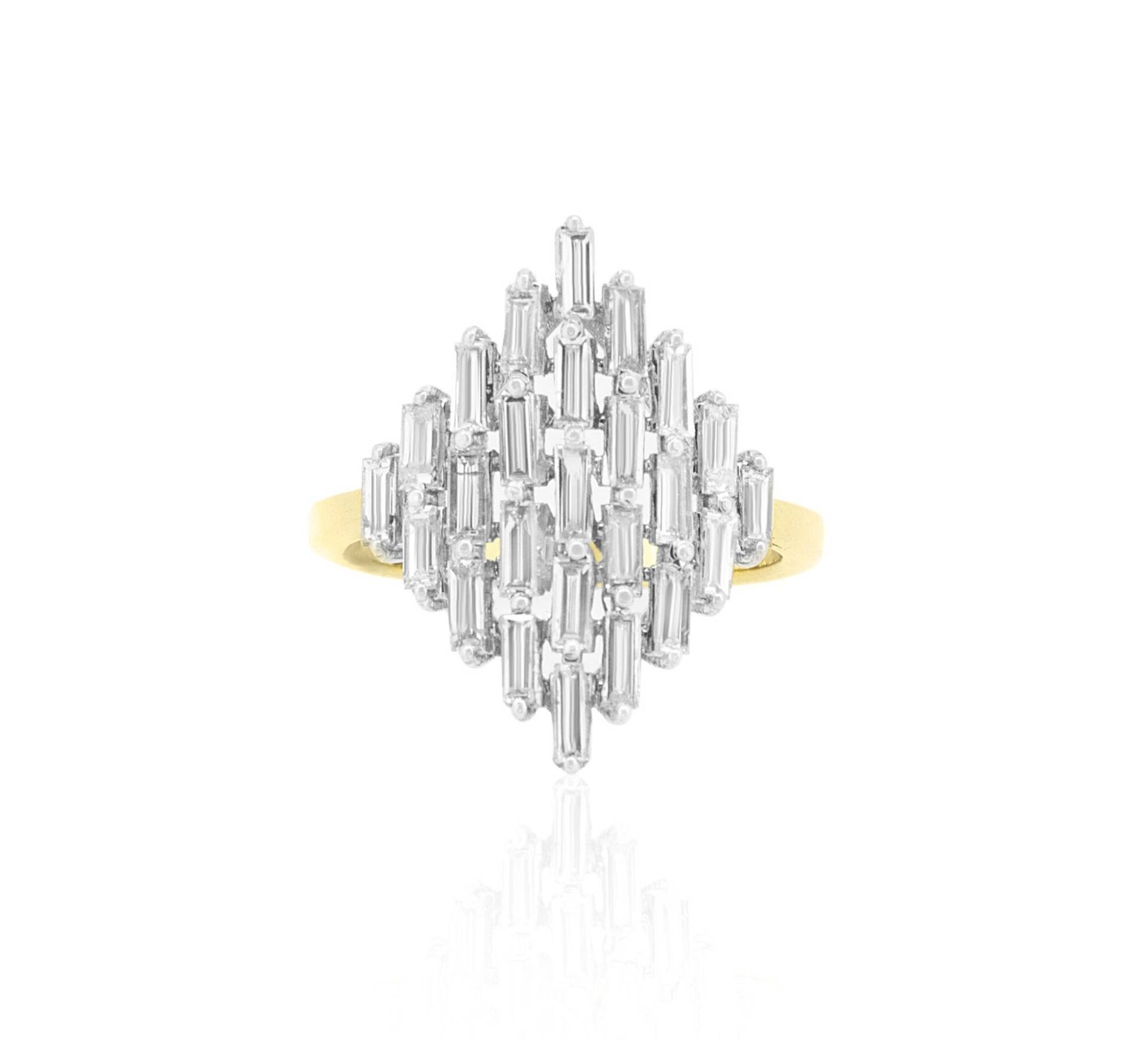 Baguette Diamant Ring, Cluster Setting Verlobungsring, Naturdiamanten, 14K Massivgold, Geschenk Für Sie von diamondaffaire