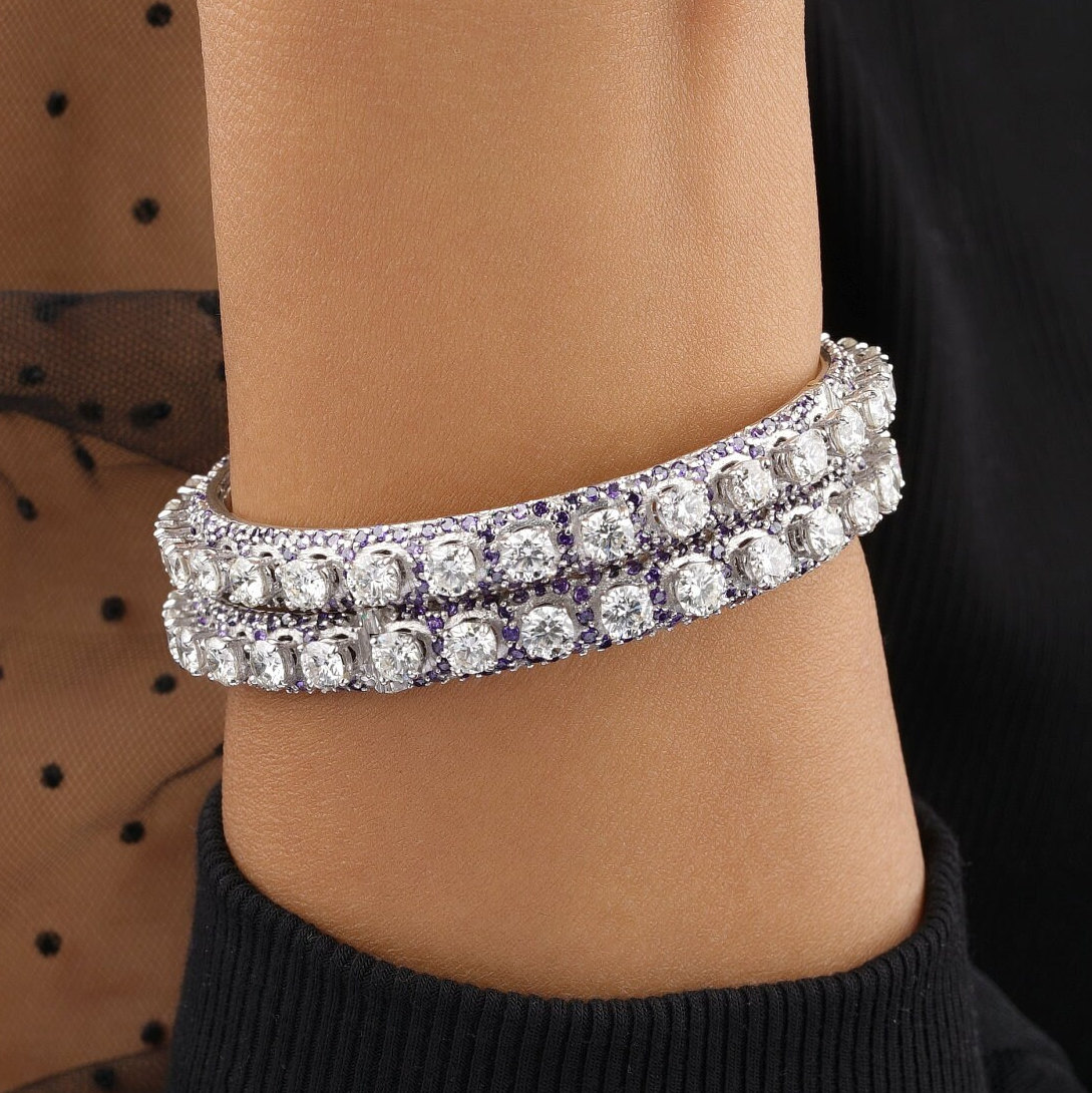 Blauer Saphir-Diamant-Armreif, 16 Ct Solitär-Diamant-Armreif, 14 Karat Solid Gold, Schwerer Diamant-Armreif, Moissanit-Armband, Edel von diamondaffaire