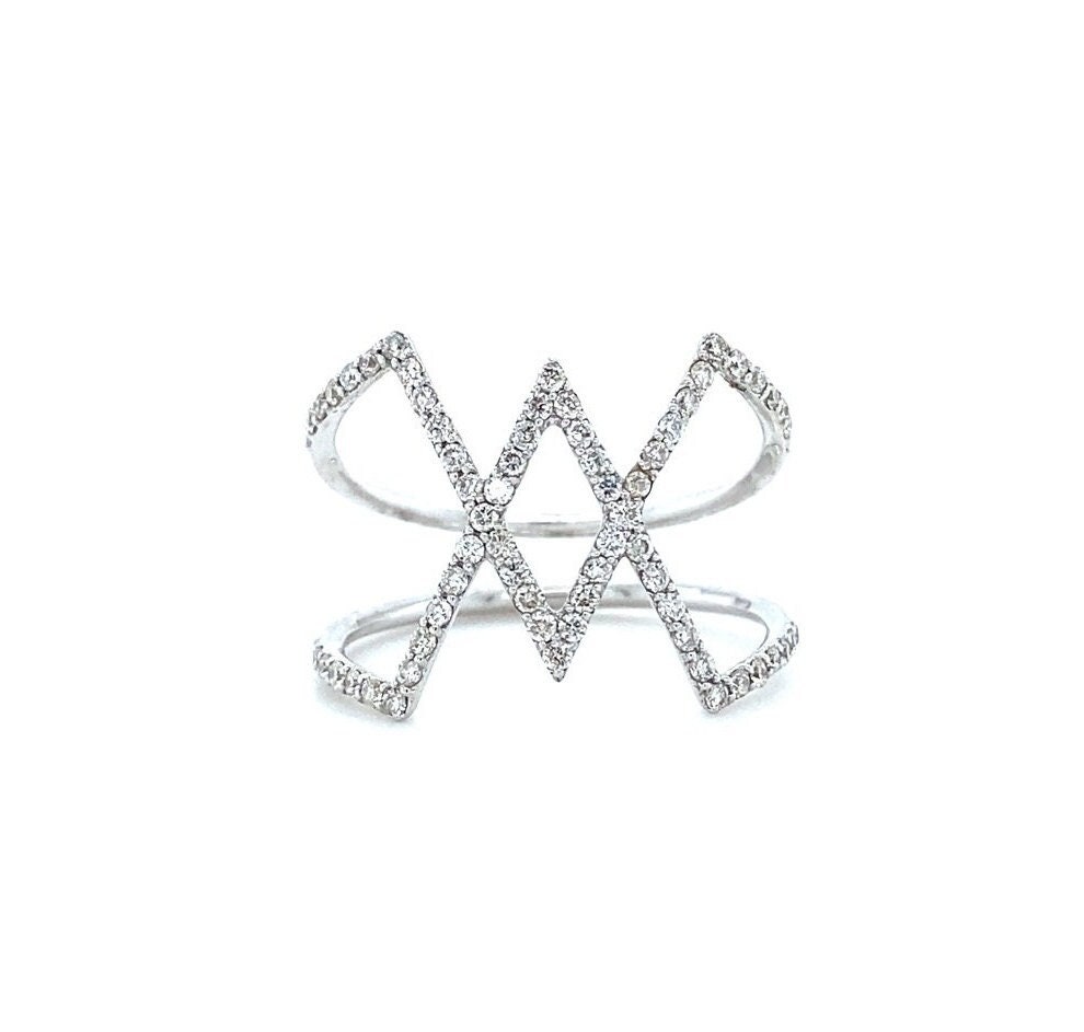Criss Cross Diamantring, 14K Gold, Natürliche Diamanten, Alltagsschmuck, Geschenk Für Sie von diamondaffaire