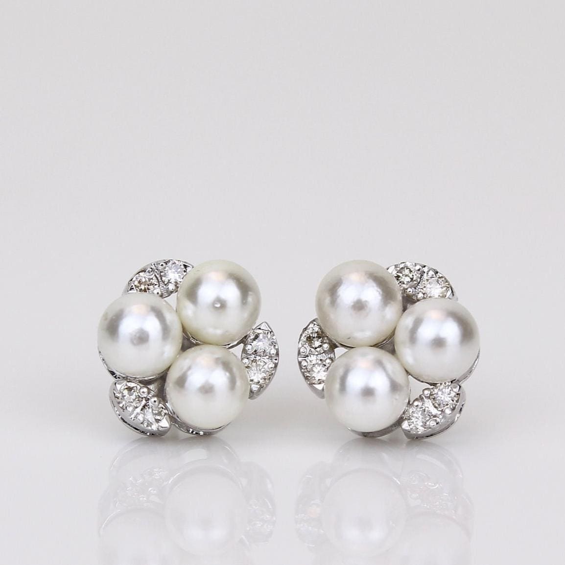 Perlen Ohrstecker Diamant Ohrringe Aus 14Kt Solidem Gold, Edelsteinohrringe Mit Natürlichen Diamanten, Zertifizierter Schmuck von diamondaffaire