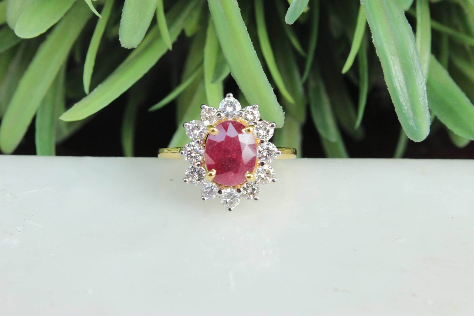 Rubin Diamant Edelstein Ring, 585 Gold, Juli Edelstein, Geburtsstein Natürliche Diamanten, Geschenk Für Sie von diamondaffaire
