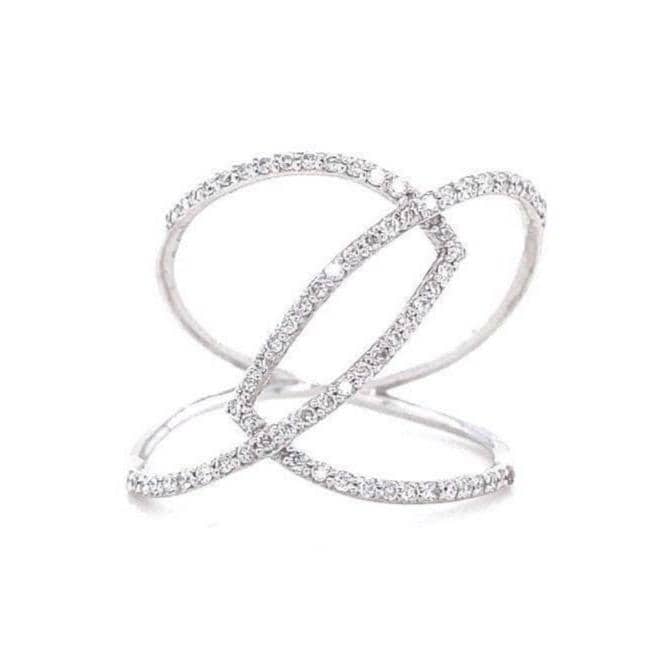 Verflochtener Diamant Loop-Bandring, 14 Karat Solid Gold, Criss Cross Ring, Naturdiamanten, Statement-Schmuck, Zertifizierter Schmuck von diamondaffaire