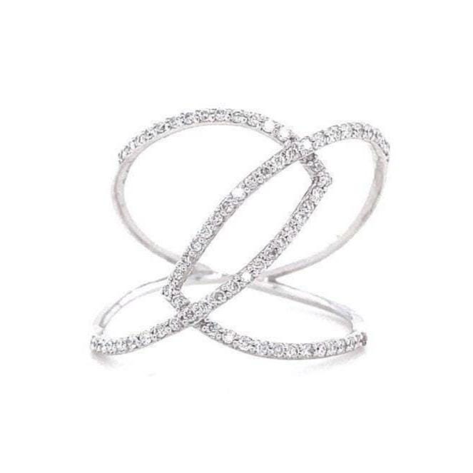 Verflochtener Diamant Loop-Bandring, 14 Karat Solid Gold, Criss Cross Ring, Naturdiamanten, Statement-Schmuck, Zertifizierter Schmuck von diamondaffaire