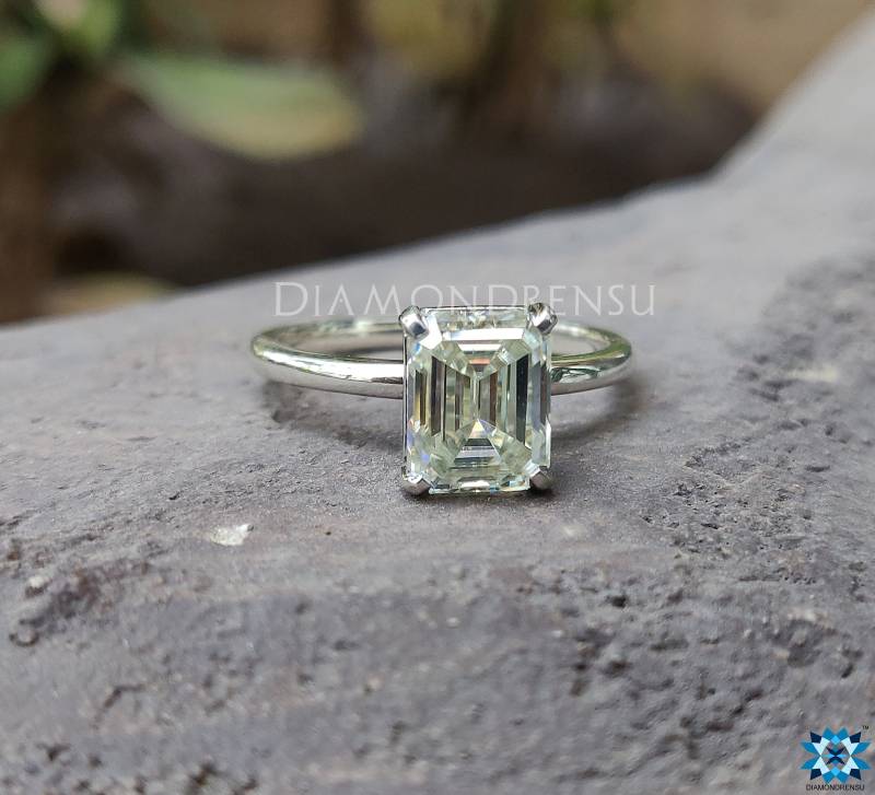 2.0 Ct Solitär Ring | Farbloser Moissanit Smaragd Verlobungsring Ehering 14Kt Weißgold Hochzeits Set von diamondrensu