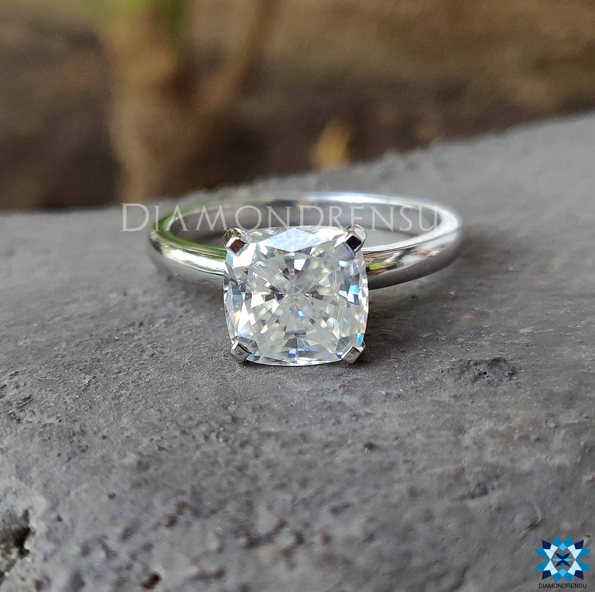 Crushed Eiskissen Moissanit Verlobungsring, Ehering Für Sie, Schlichter Solitär Versprechensring Frauen, Handgefertigter Ring Von Diamondrensu von diamondrensu