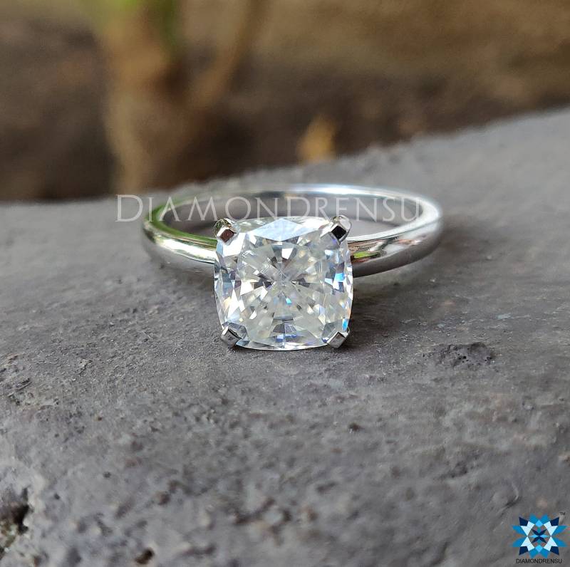 Crushed Eiskissen Moissanit Verlobungsring, Ehering Für Sie, Schlichter Solitär Versprechensring Frauen, Handgefertigter Ring Von Diamondrensu von diamondrensu
