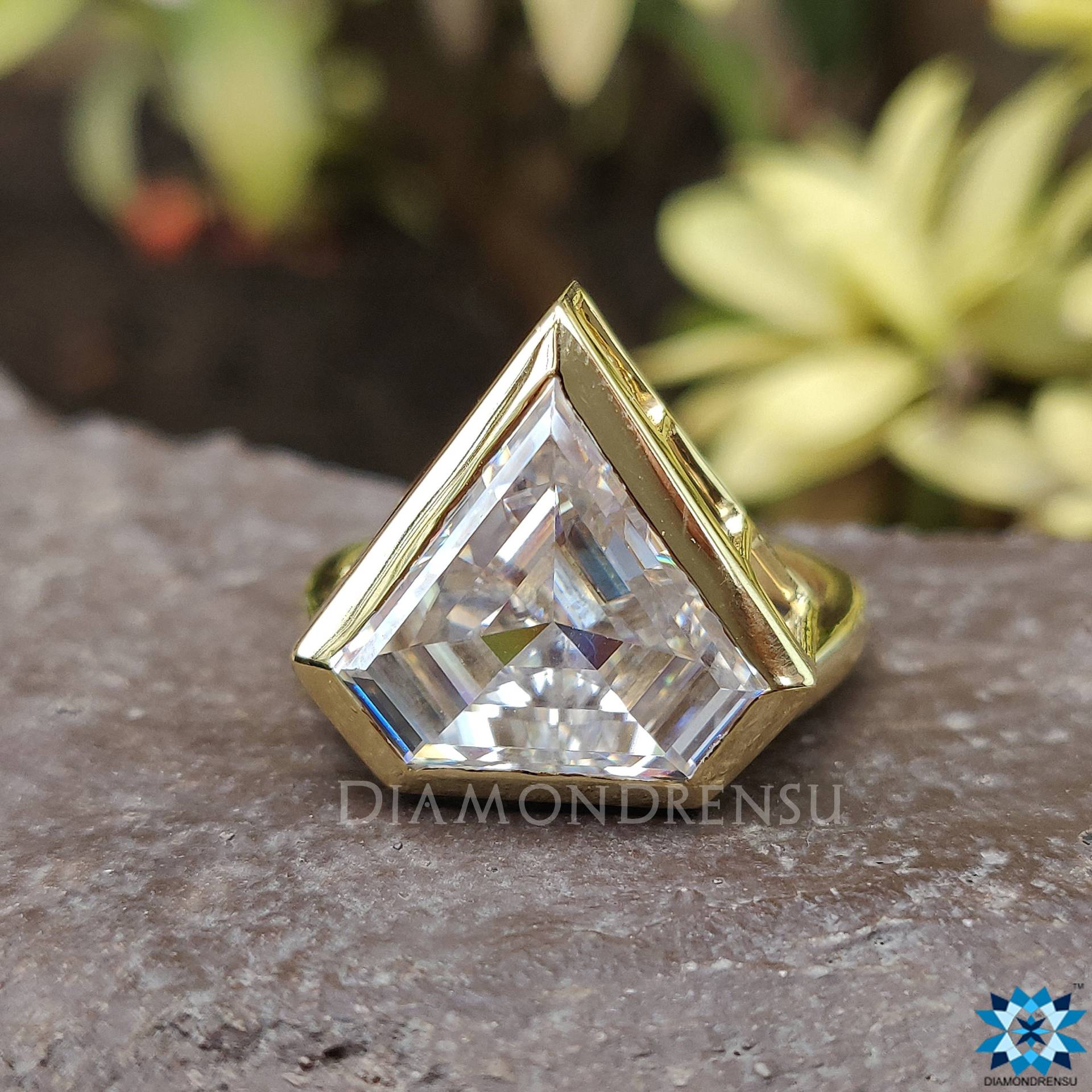 Diamant Form Lünette Set Verlobungsring 7, 45 Ct Farbloser Moissanit Diamantschliff Ring, Solitärring, Ehering, Jubiläum Ring Geschenk von diamondrensu