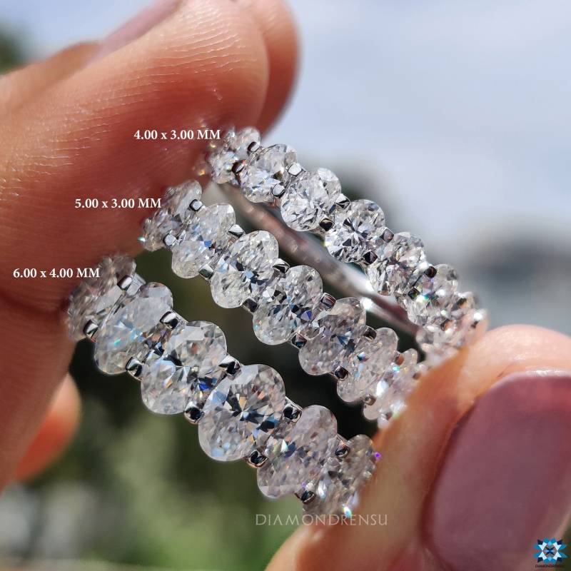 Oval Moissanite Band, Ehering Für Frauen, 4.0 - 6.0 Mm Halbe Eternity Jubiläumsgeschenk Ring, Brautring von diamondrensu