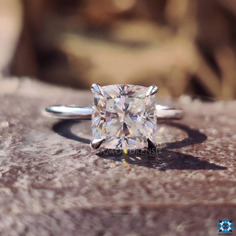 Versteckter Halo Verlobungsring 1.61Tw Farbloser Moissanit Ring, Ehering, Massives Weißgold 14K, Schmuck Nach Maß, Brautschmuck von diamondrensu