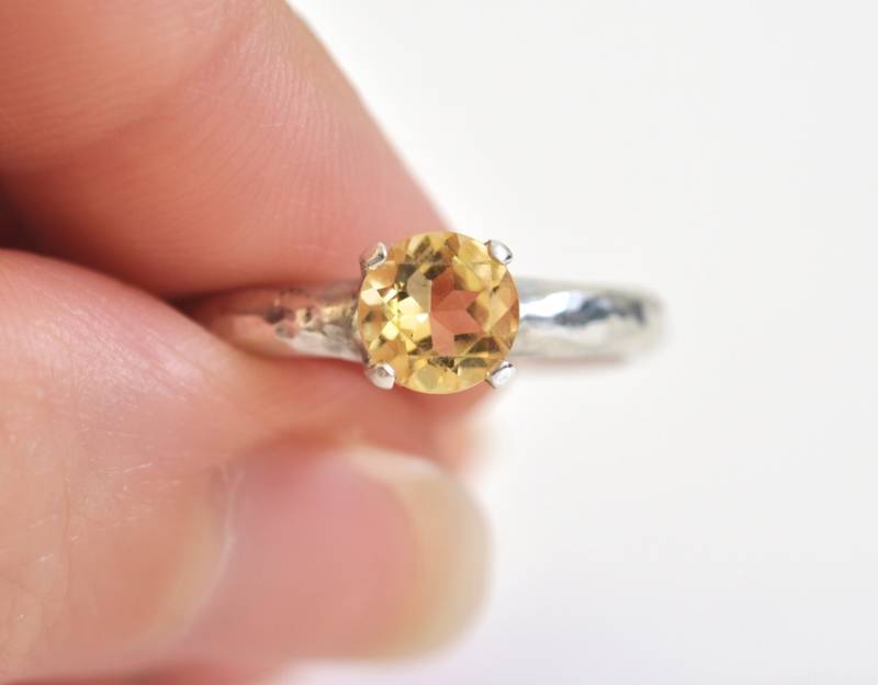 Citrin Ring - Solitär Edelstein Gelb Argentium Sterling Silber -Prong November Birthstone Gits Für Frauen von dianafakhoury