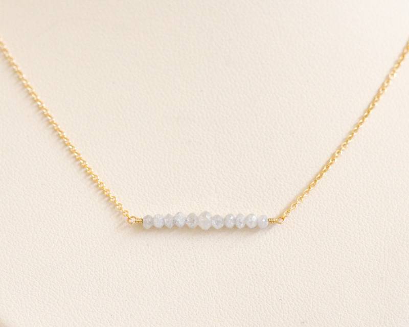 Grau Diamant Halskette - Grau Perlen Schmuck Gold Gefüllt Leicht April Birthstone von dianafakhoury