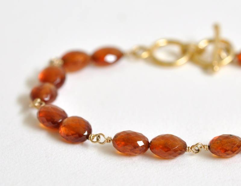 Orange Edelstein Armband - Granat Gold-Filled Für Frauen Halb Edelsteine Januar Birthstone Schmuck Geschenke Sie von dianafakhoury
