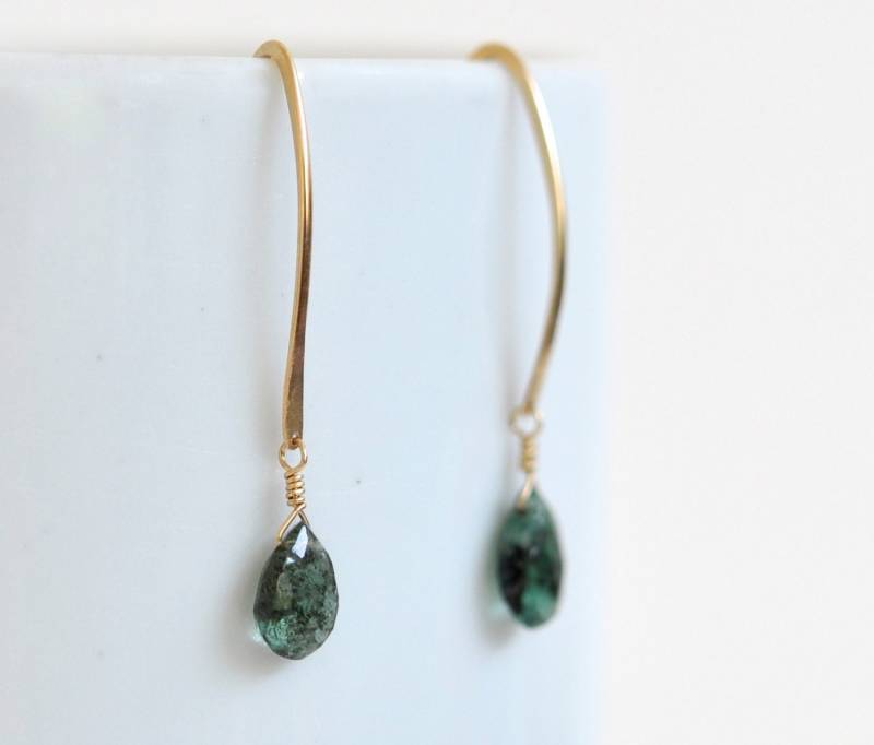 Smaragd Ohrringe - Gold Filled Smaragdgrüne Moosgrün von dianafakhoury