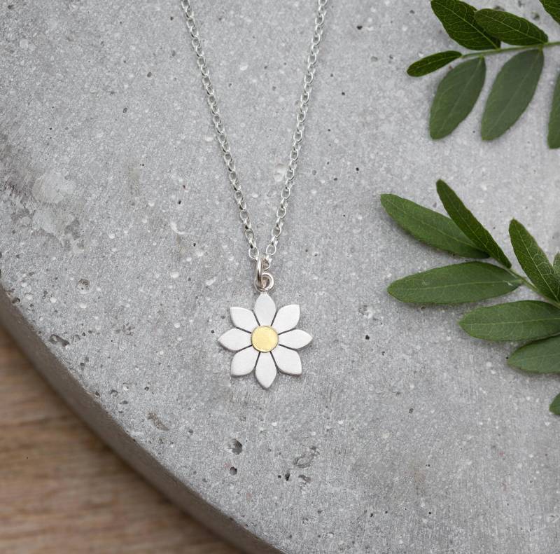 Dahlienblüten-Kette Aus Silber Und 750Er Gold von dianagreenwood