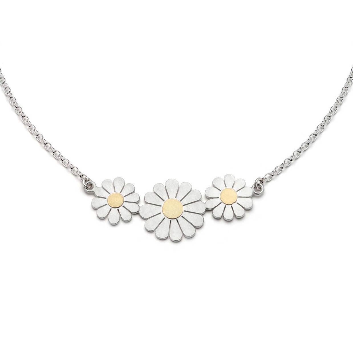 Gänseblümchen-Blumen-Kette Aus Silber Und 750Er Gold von dianagreenwood