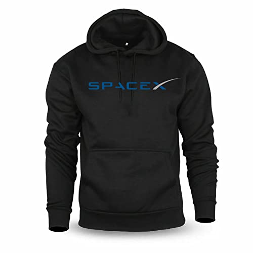 diari Spacex Logo Hoodie Hooded Sweatshirt Black for Men Round Neck Black L von diari