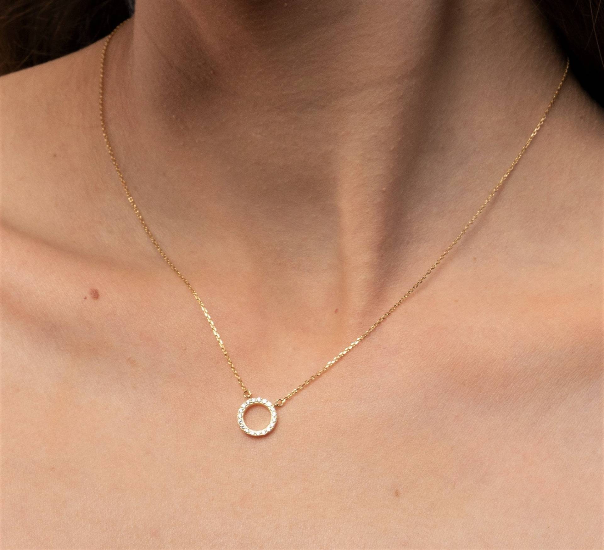 Karma Halskette - Silberkette Zierliche Anhänger Kreis von diatjewels