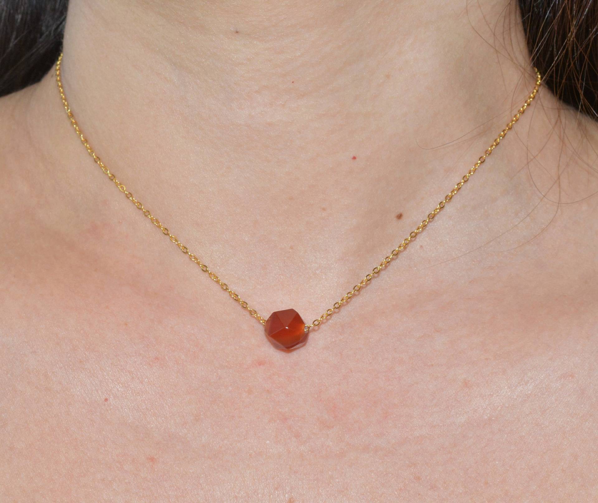 Karneol Kristall Halskette - Perlenkette Karneol Charm von diatjewels