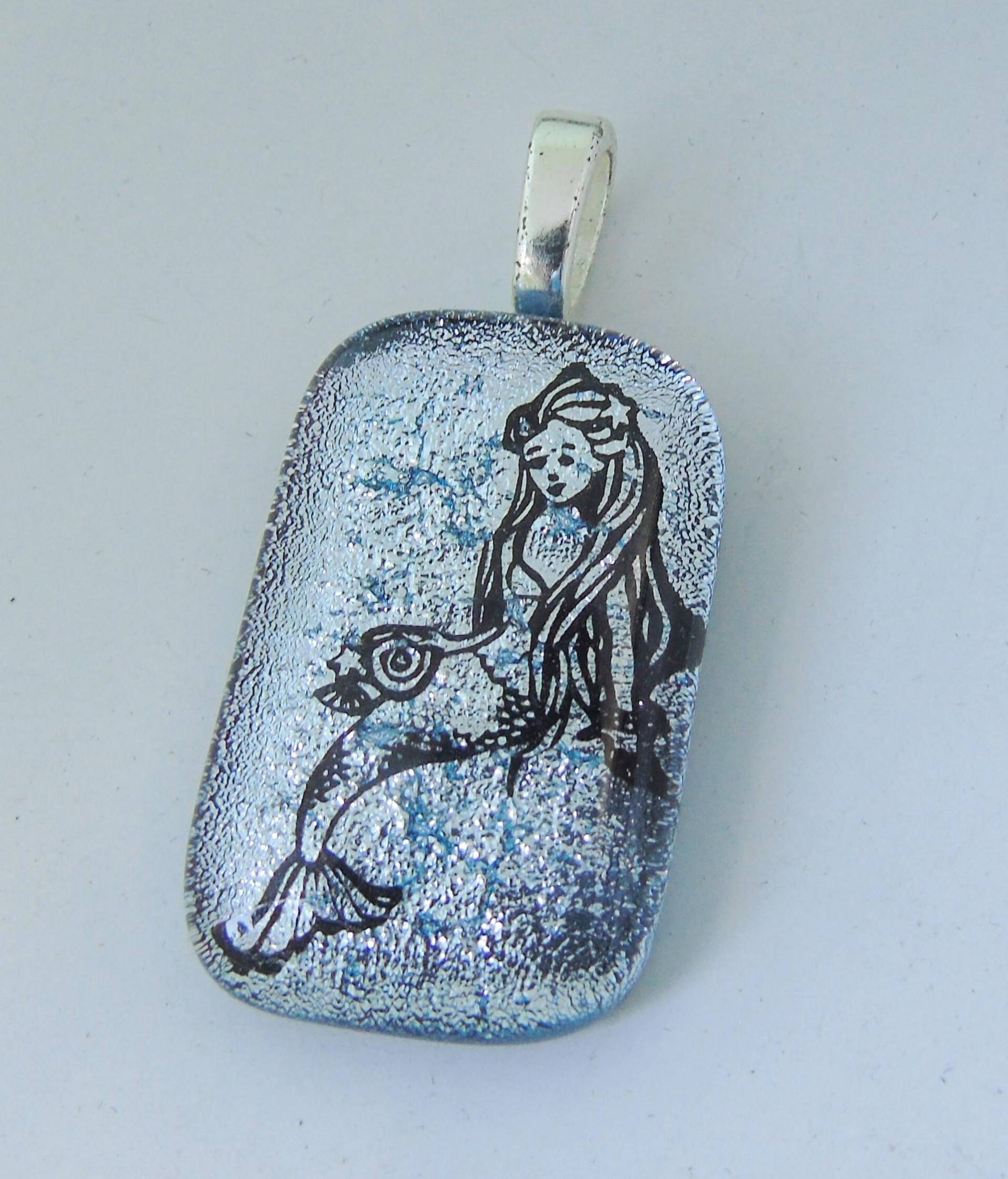 Dichroic Silber Meerjungfrau Anhänger Laser Geätzt Fusing von dichroicsparkle