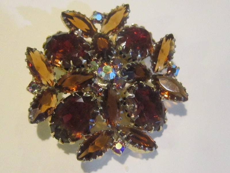 Amethyst Strass-Brooch-Balchstintage Und Halsstöcken 2 1/4 "Erstaunlich von diddle47