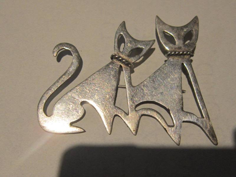 Große Sterling Taxco Katzenstift Brosche Mexico Pin von diddle47