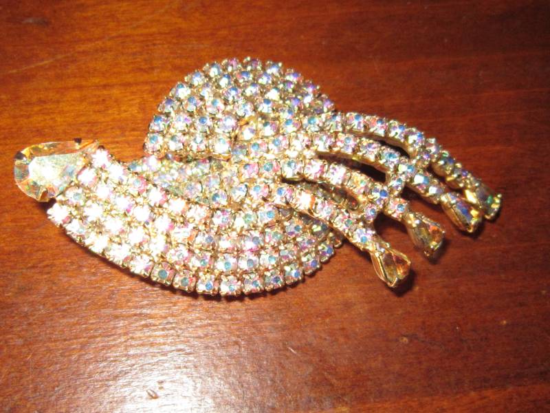 Große Strass Pin Brosche 3 1/8" By 1 3/4" Zange Set Stein Ab Steine von diddle47