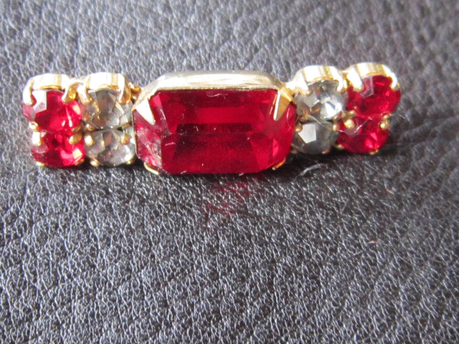 Mode Roten Kristall Klar Rot Strass Schöne Brosche 1 3/4" von diddle47