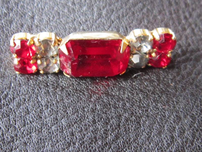 Mode Roten Kristall Klar Rot Strass Schöne Brosche 1 3/4" von diddle47