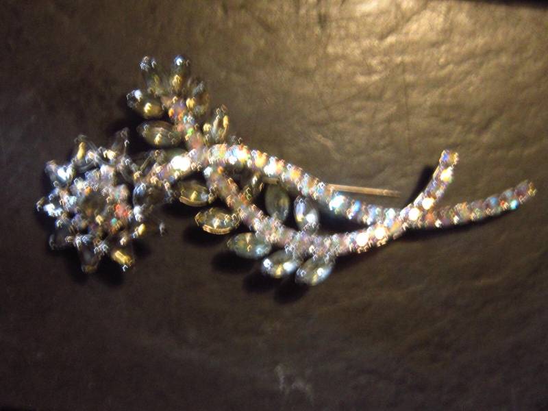 Riesige Strass Brosche 5" Grau Und Ab Steine Prong Setzen Wunderschön von diddle47