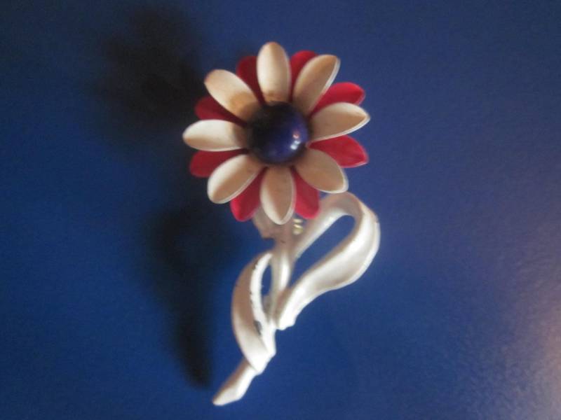 Rot Weiß Blau Emaille, Blume Pin, Brosche, Das Emaille Blumenstift von diddle47