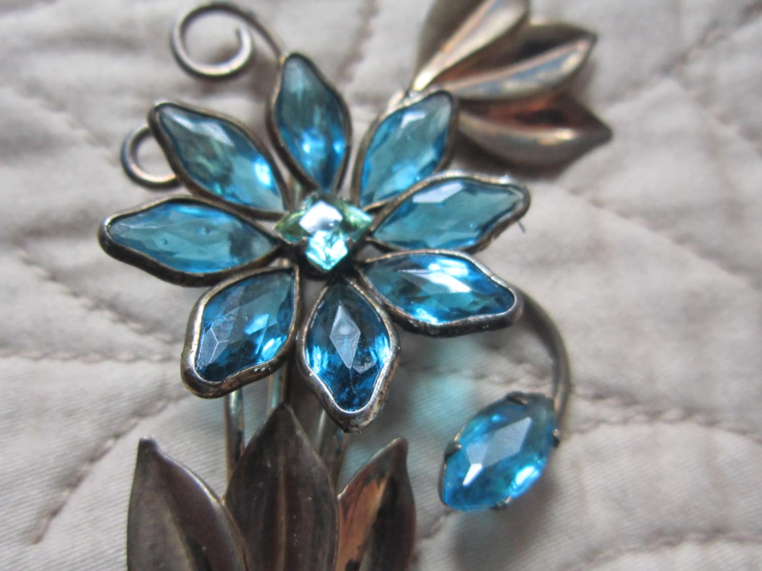 Sterling Brosche Türkis Steinen, 4" Lang, Wunderschöne Vintage Pin, Brosche, Strass von diddle47