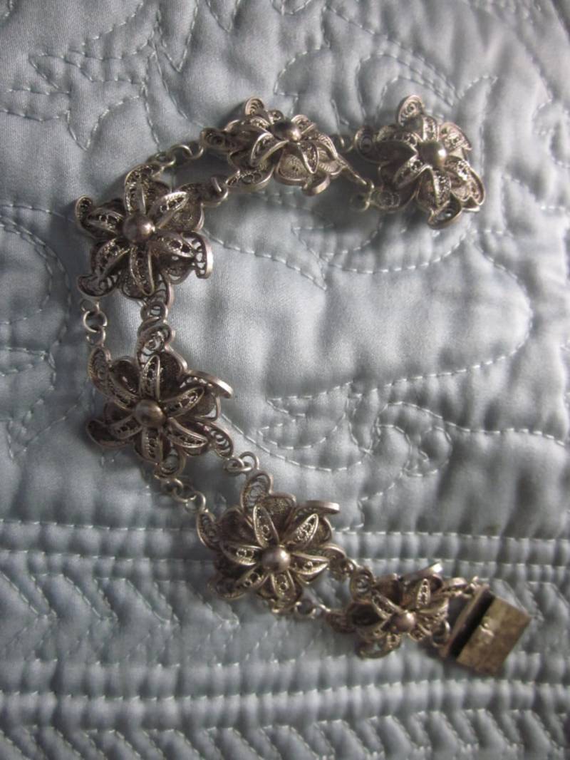 Sterling Filagree Link Armband, Markiert Sterling von diddle47