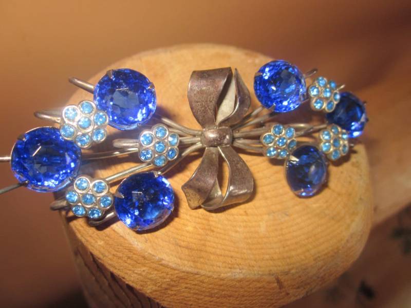 Sterling Silber Brosche. Wunderschöne 8, 5 cm Lange Blaue Steine von diddle47