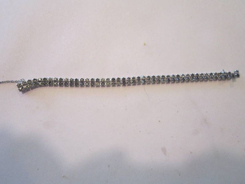 Strass Armband Grau Klare Steine 7" Vintage von diddle47