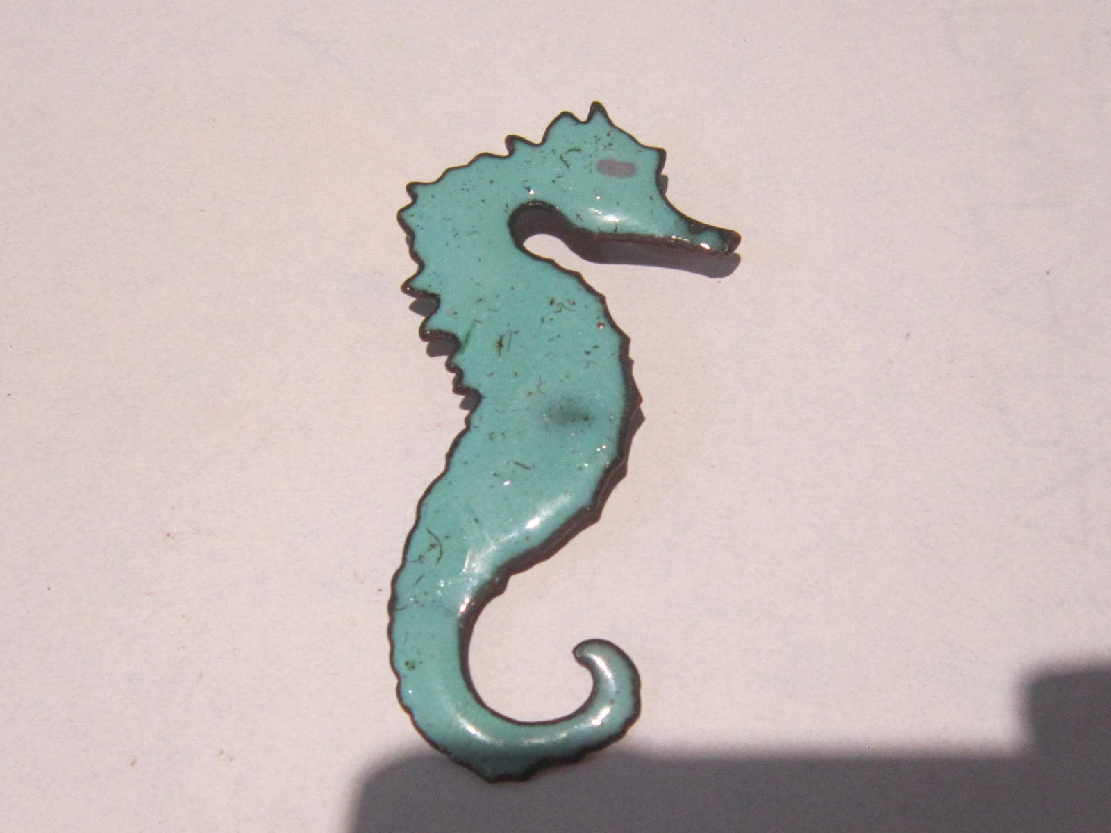 Vintage Emaille Auf Kupfer-Seeporseebrosche Stift Türkisfarbener 2 3/4 "Lang von diddle47